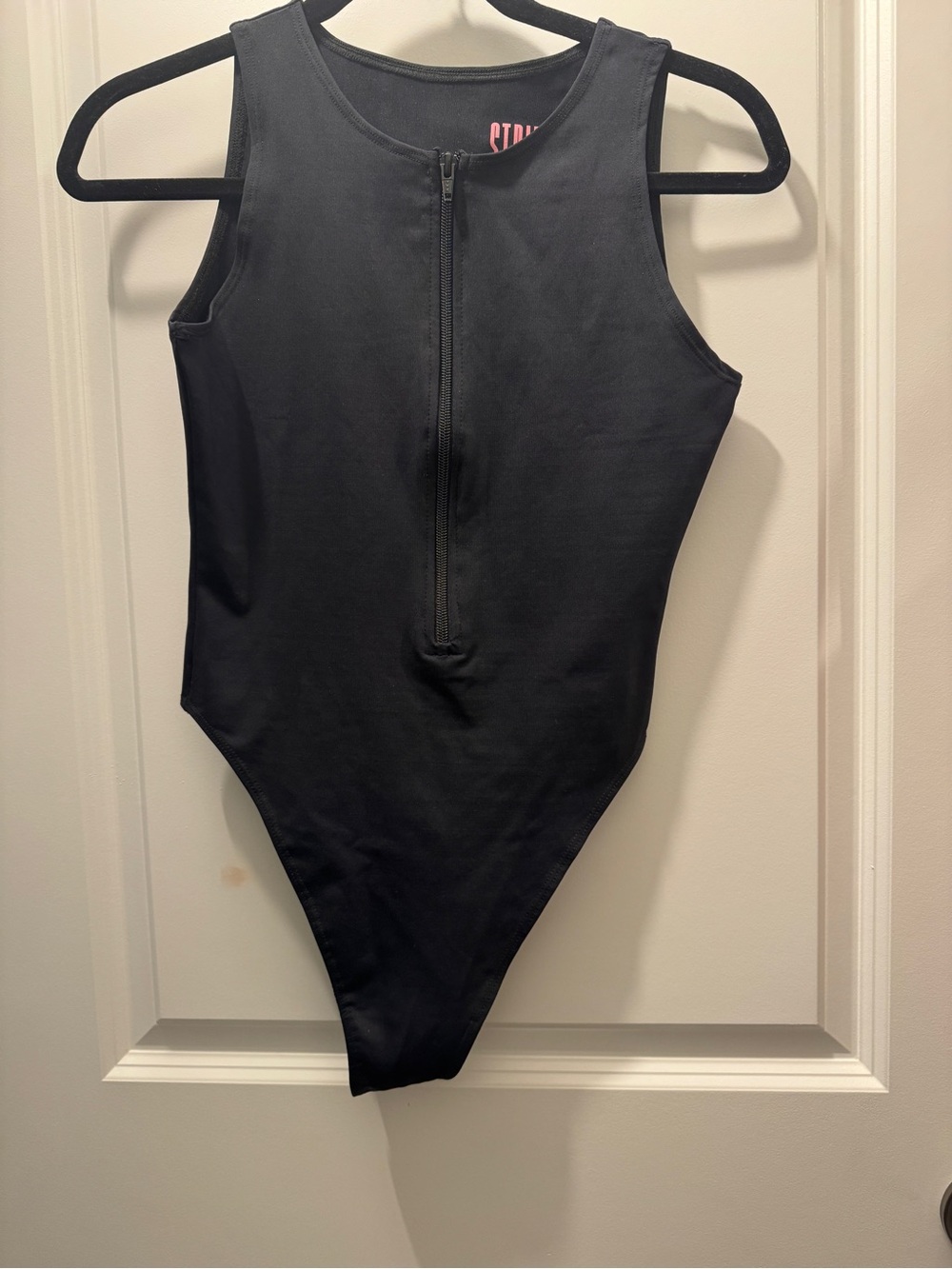 Stript Official Black Zip-Front One-Piece Leotard Medium